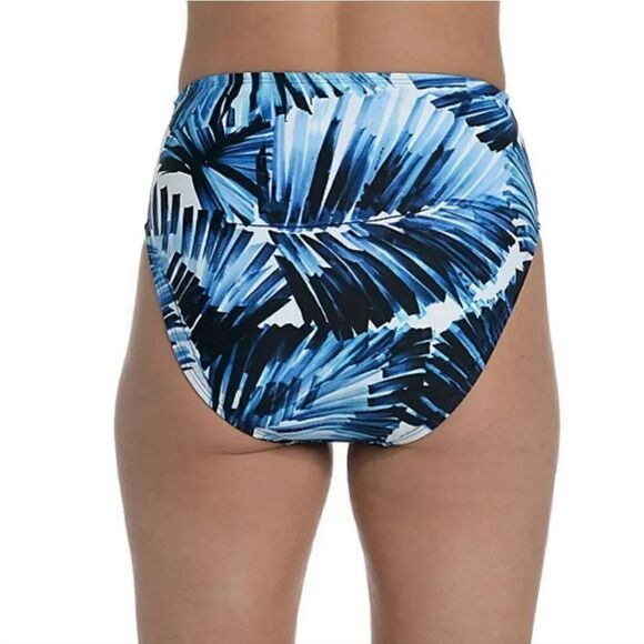 Mynah Blue Tropic Goddess Side Shirred High Rise Bikini Bottoms XL NWOT - Picture 5 of 13